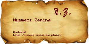 Nyemecz Zenina névjegykártya